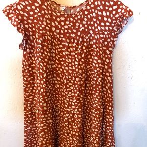 Animal print, burnt orange minidresses